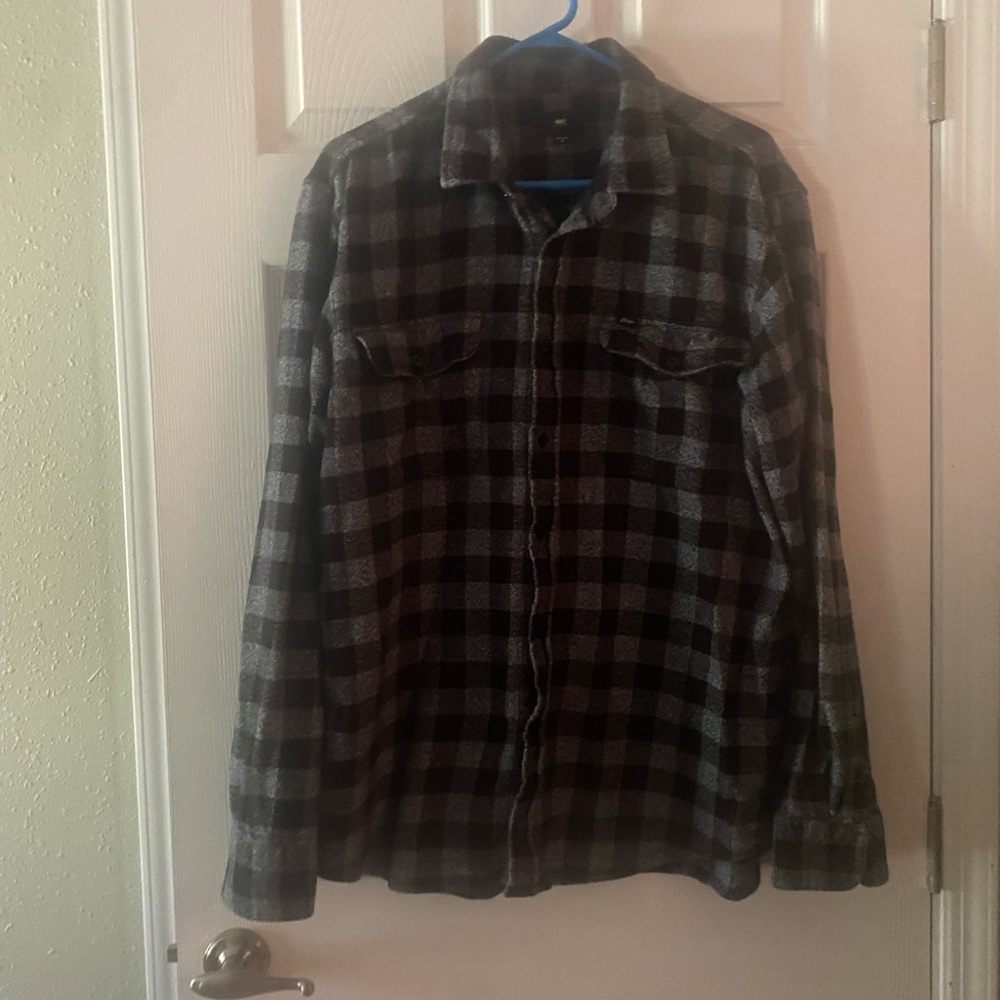 Obey Black and Gray Checkered Flannel Shirt